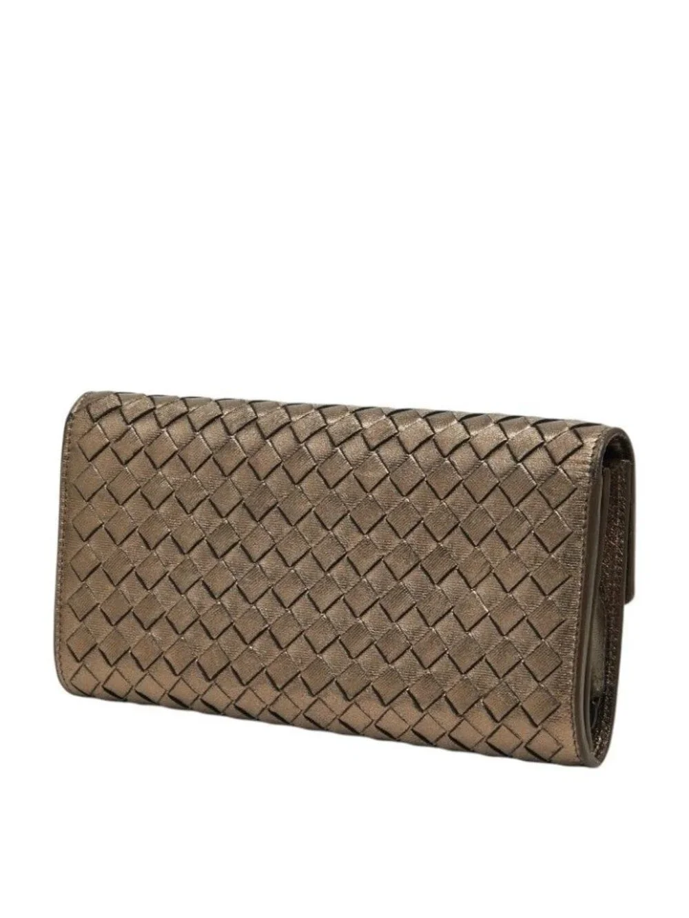 Bottega Veneta Intrecht Wallet Champagne Gold Leather